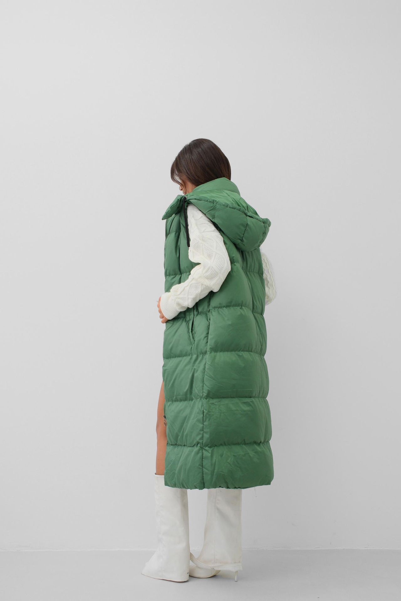 Evergreen Maxi Hooded Puffer Vest