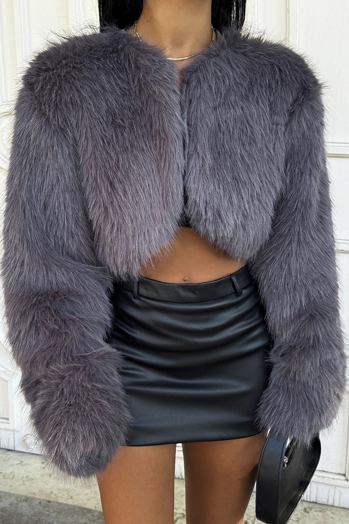 Urban Luxe Anthracite Faux Fur Jacket