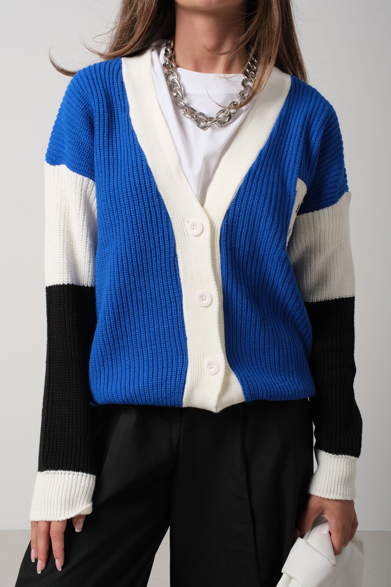 Blue Varsity Emblem Cardigan