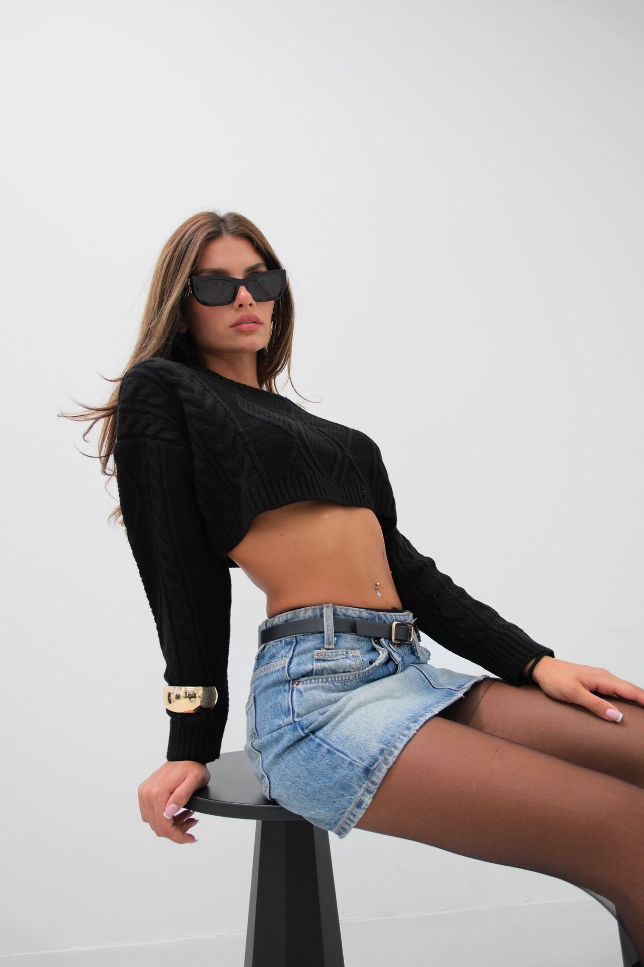 Noir Baklava Cropped Sweater