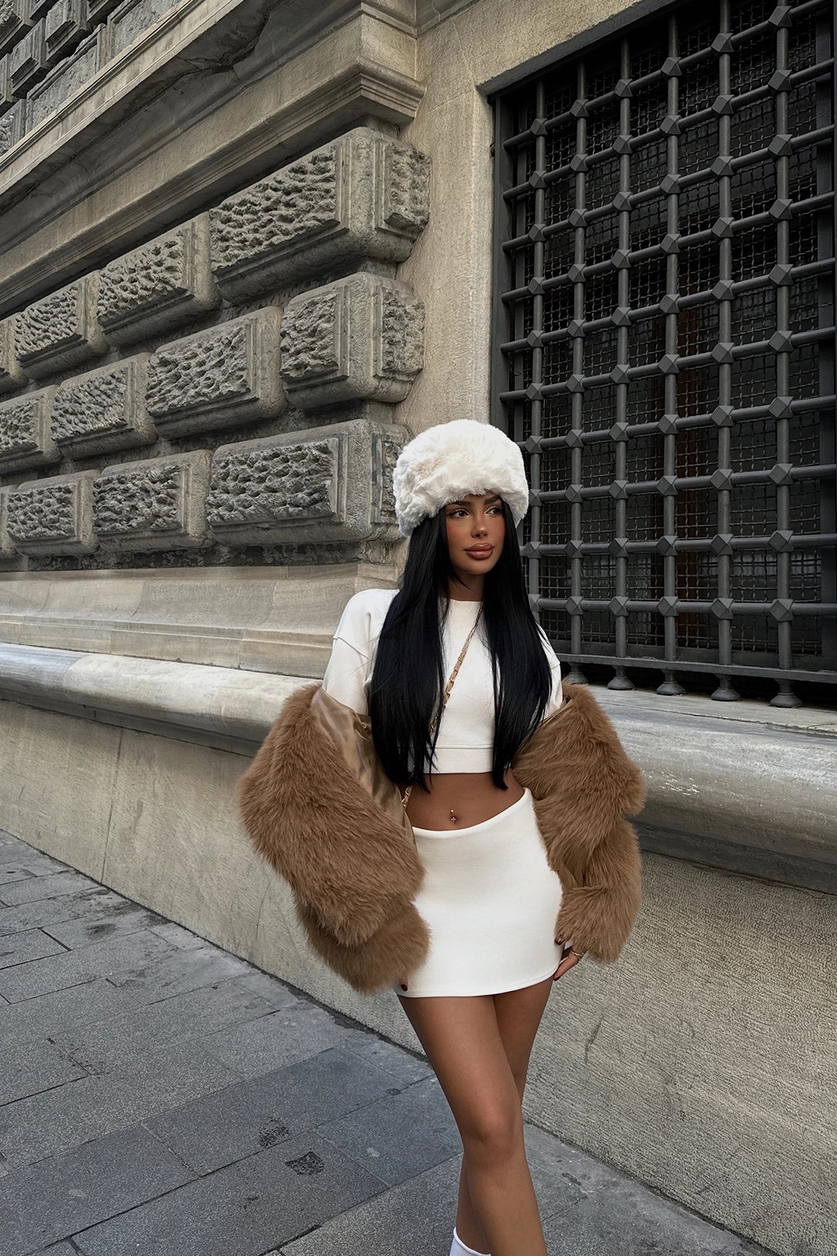 White Fur Cap Hat