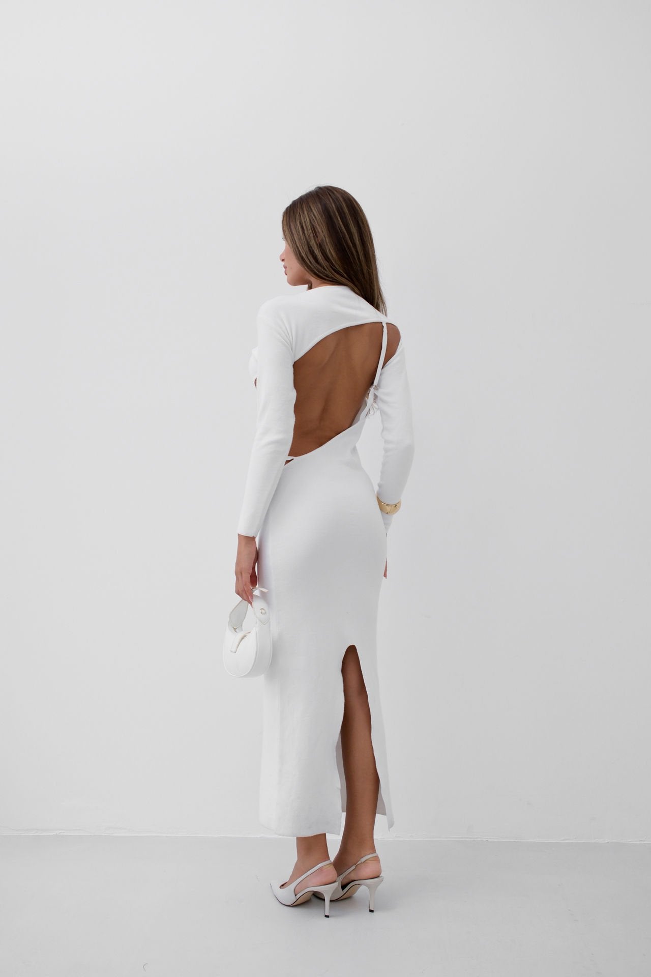 Backless White Maxi Dres