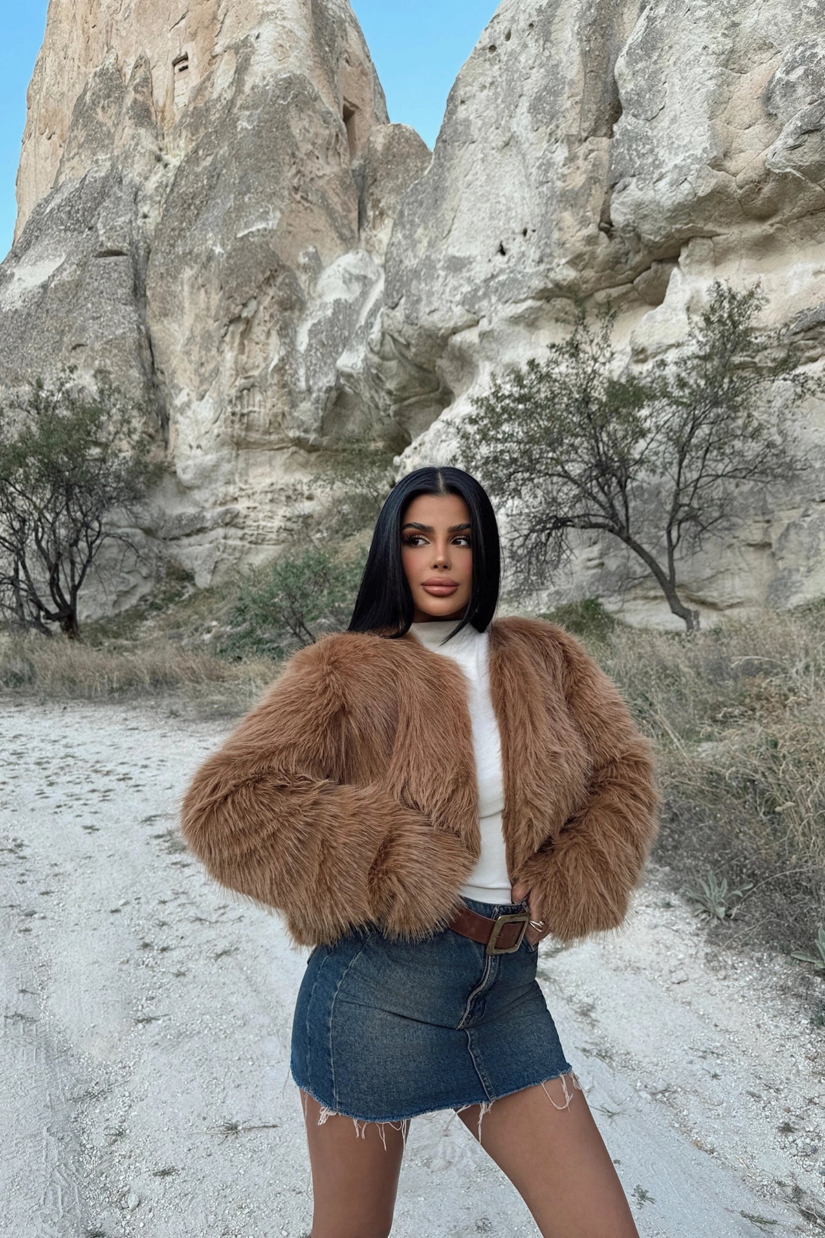 Luxe Tan Faux Fur Jacket