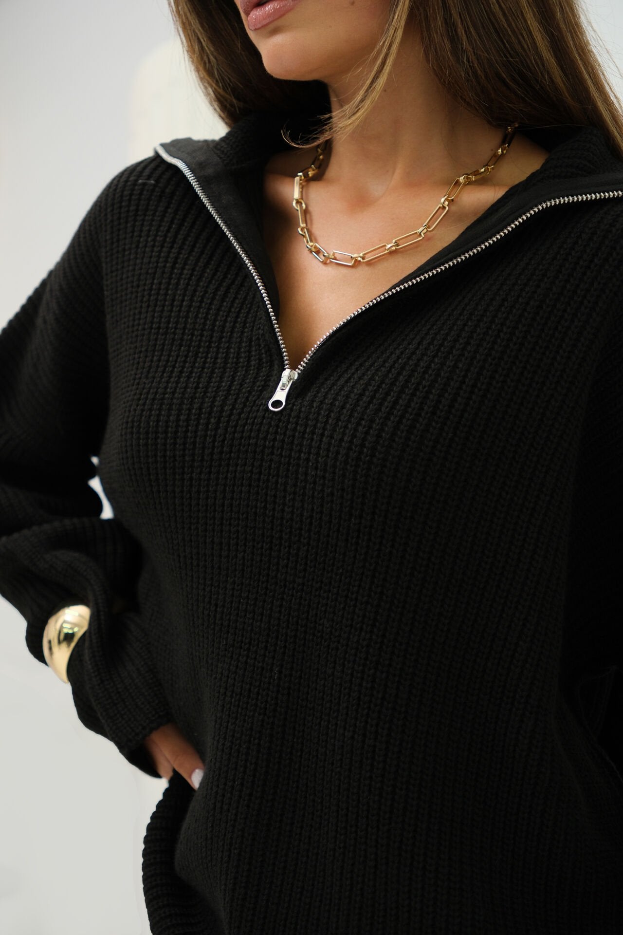 Sable Zip Collar Sweater